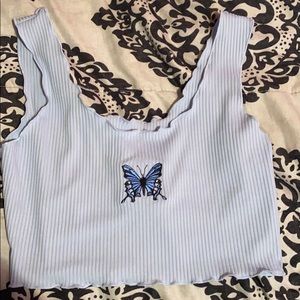 Blue Butterfly Crop Top